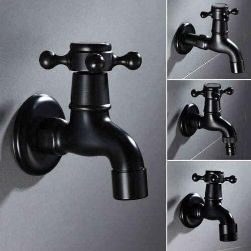 Washing Machine Faucets Black Finish Wall Mounted Bibcock,Copper Outdoor Garden Faucet Washing Machine Tap Small tap