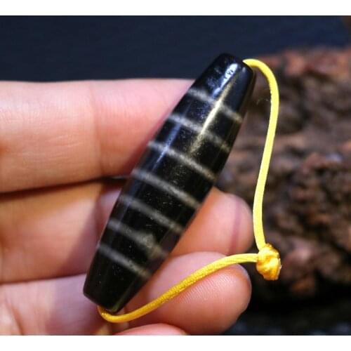 Big Treasure Talisman Power Energy Tibetan Old Agate 7 Stripe Healer Medicine dZi Bead Amulet Pendant timestown