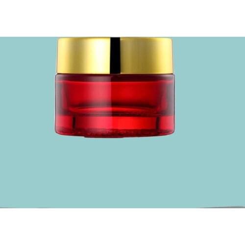 50G dark brown/red glass cream jar with shiny gold/silver lid for essence/eye cream/day night cream/moisturizer/gel skin care
