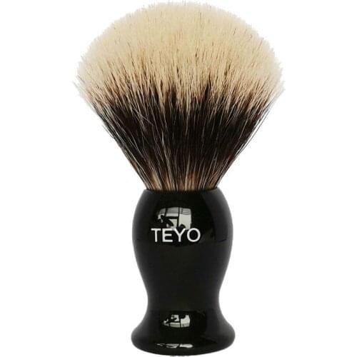 TEYO Shaving Brush of Finest Two Band Silvertip Badger Hair Perfect for Wet Shave Beard Brush