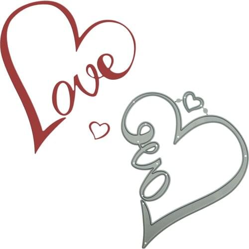 Heart Shape with Love Letter Metal Cutting Dies Scrapbooking Large Size Punch Stencils For Card Photo Album Decorating Craft