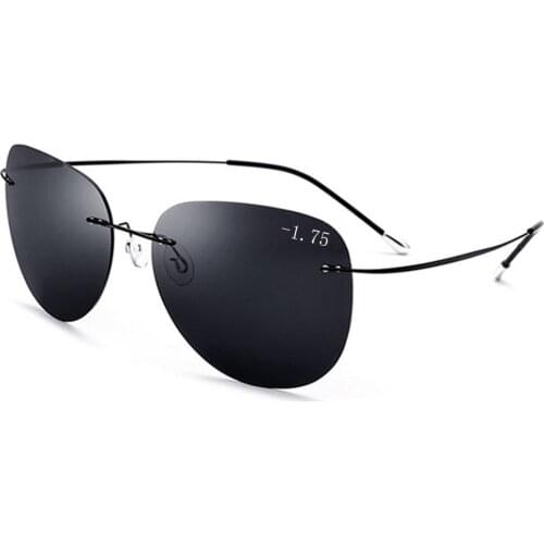 Rimless Ultralight Mirror Myopia Polarized Sunglasses Polarized Sun Glasses Custom Made Minus Prescription Lens -1 To -3.5