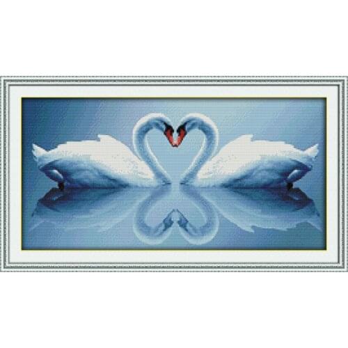 Everlasting Love White Swan(3) Chinese Cross Stitch Kits Ecological Cotton Stamped 11CT DIY Gift New Year Decorations For Home