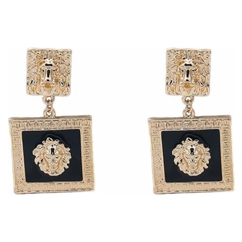 POTCET Korea 2021 Fashion Womens Three-dimensional Lion Head Earrings Womens 2021 Hip Hop Earrings Free Shipping Jewelry