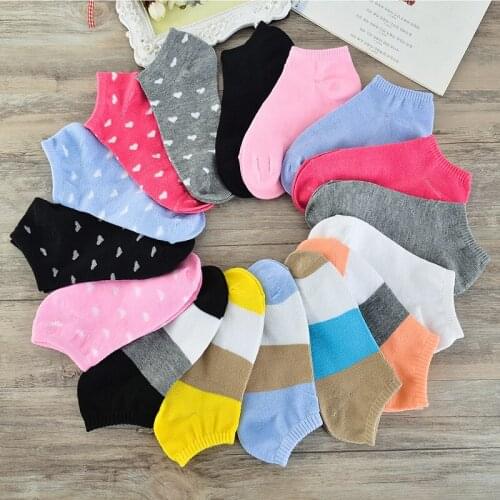 Women Thin Slippers Socks 5 Pairs/Lot Patchwork Solid Candy Color Female Invisible Ventilate Boat Socks Low Ankle Hosiery