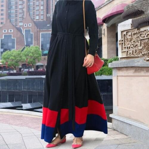 New 2019 Summer Black Abaya Turkey Dubai Robe Long Sleeve Patchwork Pakistani UAE Dress Caftan Muslim Ramadan Islamic Clothing