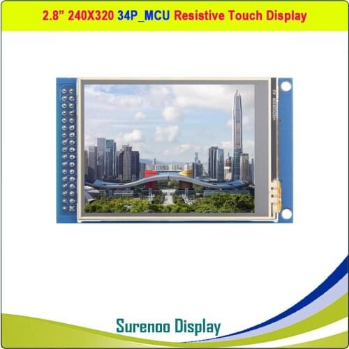 2.8 inch 240*320 34P_8/16 Bit MCU Parallel XPT2046 Resistive Touch ILI9341 TFT LCD Module Display Screen Panel
