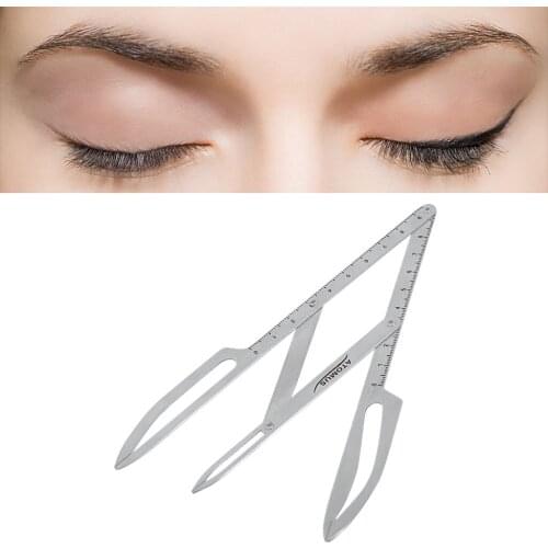 2 Pcs Three-Point Permanent Makeup Eyebrow Tattoo Caliper Stencil Rulers