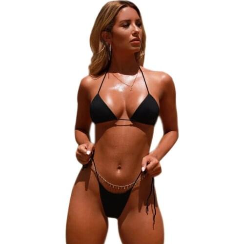 2021 Sexy Solid Color Bikini High Waist Bra Thong Women Swimsuit Female Bikinis Set Summer Beachwear Bathing Suit