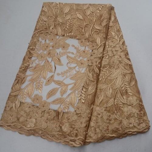 5yards/pc) wholesales price and good quality African French net lace fabric with embroidery and beads for party dress FLP131