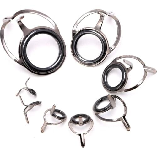 8Pcs 6# - 30# Stainless Steel Eye Rings Fishing Rod Guides Tips Line Repair Kit