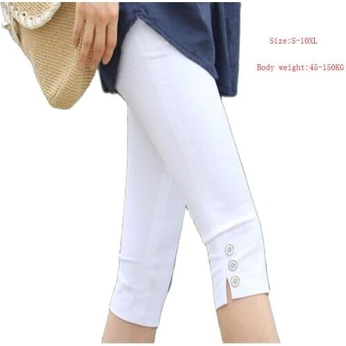 Womens Breeches Plus Size S-10XL Summer Slim Waist Candy Color Stretch Leggings Capris Fashion Pencil Pants Crops For Female
