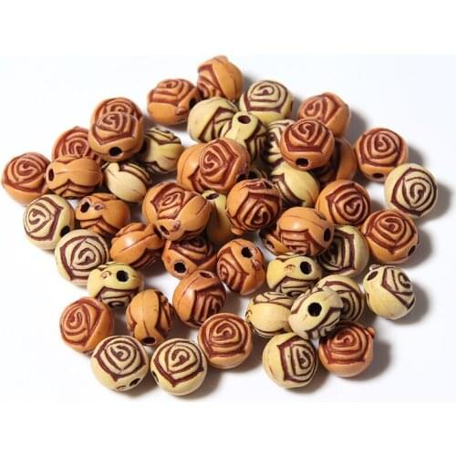 100Pcs/Lot 8mm Acrylic Beads Imitation ood Color Round Flat Spacer For Bracelet Necklace Jewelry DIY Accessories