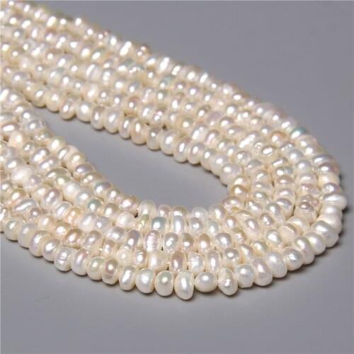 5MM Real Natural Pearls Beads Freshwater Pearl Bead Baroque Loose Perles For DIY Craft Bracelet Necklace Jewelry Making 14"