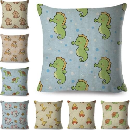 Nordic Style Patchwork Animal Cushion Cover Decor Dog Bird Monkey Pillow Case Cartoon Pillowcase for Children Room Sofa