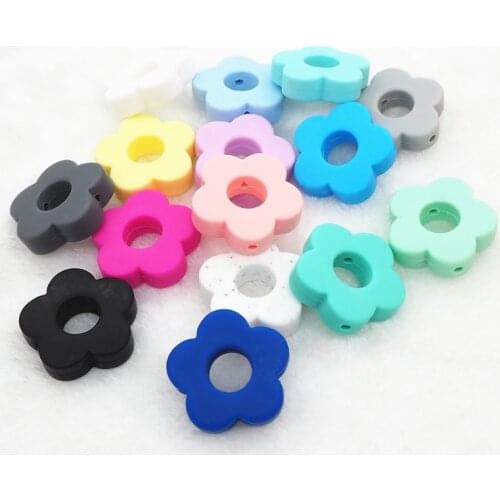 Chenkai 100pcs Silicone Flower Beads DIY Baby Shower Pacifier Dummy Teething Montessori Sensory Jewelry Making Teether Toy Beads
