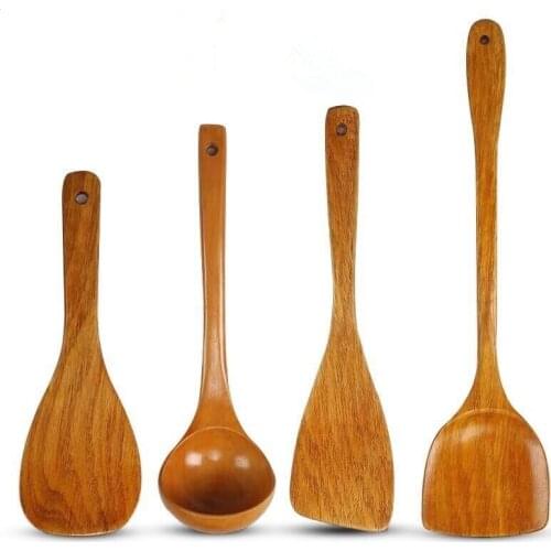 Wooden Rice Spoon Doesn't Hurt the Pot Protect Non-stick Pan Coating Natural Organic Material Household Kitchen Utensils E11858