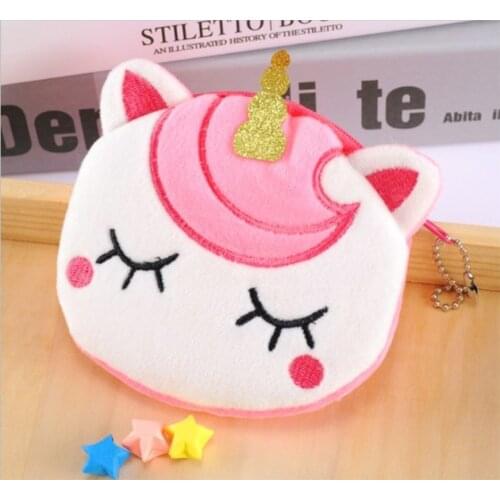Kids Soft Plush Cartoon Unicorn Wallet Women Coin Purse Mini Cute Gift Zipper Children Girl Coin Wallet Card Bag Key Pouch