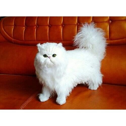 White simulation cat polyethylene & fur standing Persian model gift about 45x35cm172