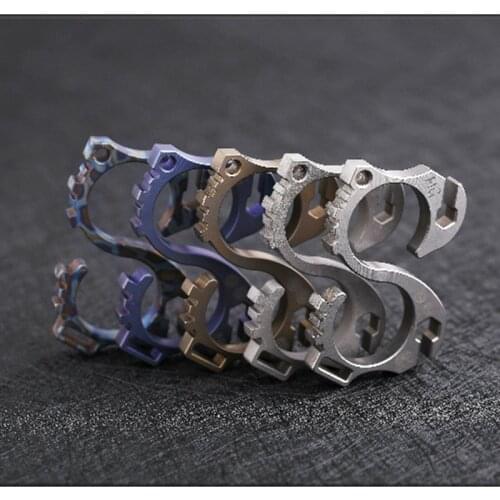 EDC Titanium Alloy Finger Rings Survival Camping Hiking Outdoor Tools Multifunction Pocket Tools Opener Buckle Wrench EDC