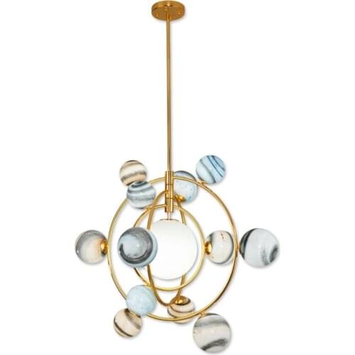 Nordic Personality Net Red Glass Chandelier 7 Head 13 Head AC90-260V Gold Lighting Fixture LED Chandelier High Quality Luxury