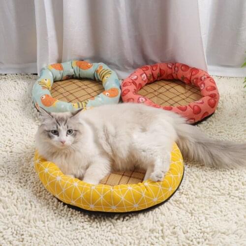 Cute Pet Dog Cat House Kennel Puppy Mat Summer Cool Mat Cat Nest Sofa Cushion Kittens Puppies Cat Dog Bed Pet Supplies
