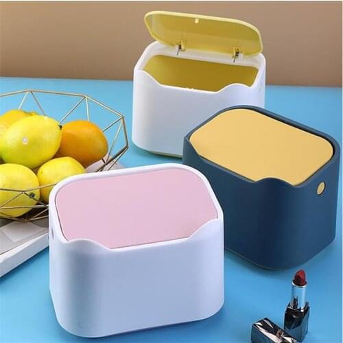 Mini Trash Can Household Garbage Basket Tabletop Office Trashcan Storage For Kitchen Sitting Room Small Waste Dustbins