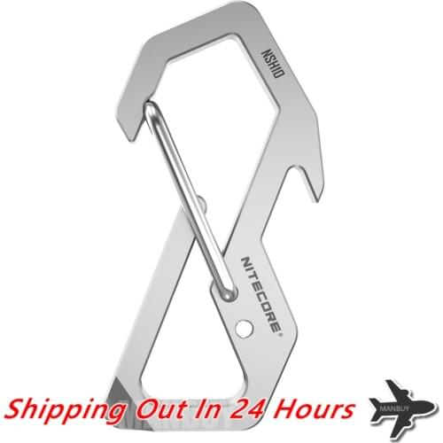 NITECORE NSH10 Multiuse TC4 Titanium Alloy Snap Hook Unibody Machined Daily Outdoor Keychain Bottle Opener Hang Hook Screwdriver