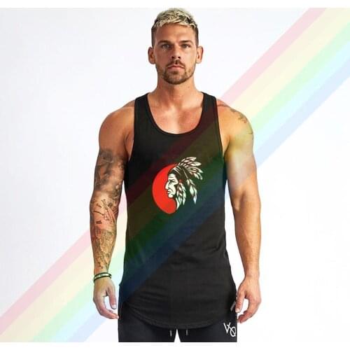 Indiana Indigenous Headdress Logo Brand Gym Clothing Bodybuilding Cotton Tank Tops For Men Summer Singlet Sleeveless Plus Size
