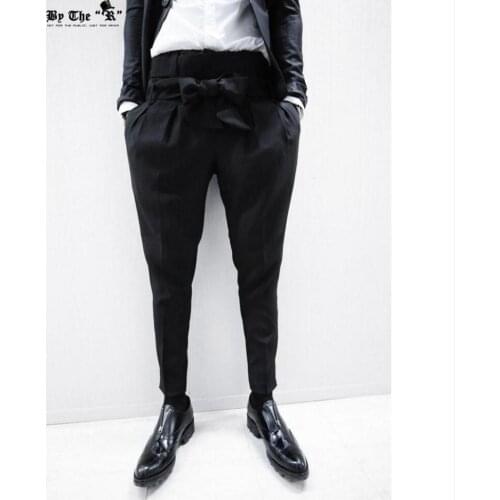 27-44 Spring New 2020 Men Harem Pants Personality Novelty Elastic Waist Trousers Boot Cut Trousers Hairstylist Nightclub Costume
