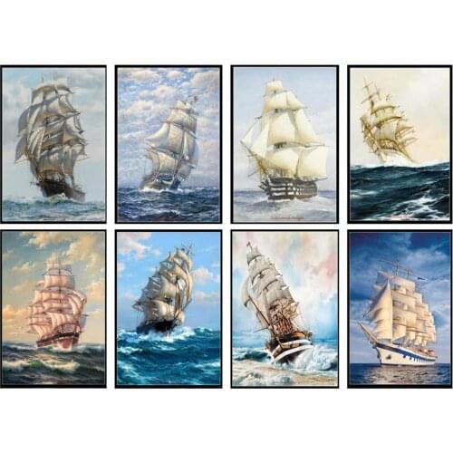 Embroidery Counted Cross Stitch Kits Needlework - Crafts 14 ct DMC Color DIY Arts Handmade Decor - Sailing Ship Collection