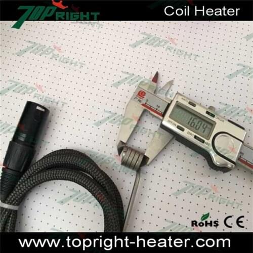 Hot Runner Coil Heater For heating 120V 100W, 9.9mm I.D. , 16mm Height , 1.2meter fiberglass sleeve with K thermocouple