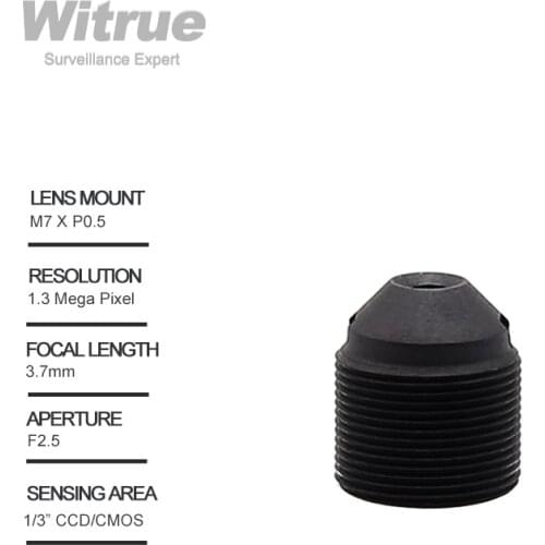 Witrue Pinhole Lens 3.7mm M7 X P0.35 Mount 1.3 Megapixel 1/3" Aperture F2.5 for Mini Camera CCTV Security Cameras