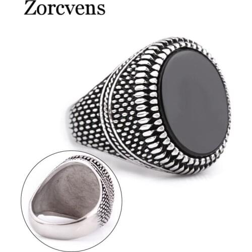 Modyle Black Glass Men Wedding Rings for Engagement Party Jewelry Stainless Steel Punk Vintage Rings for Men Rings Jewelry