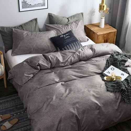 Single Gray Bed Duvet Cover Set King Queen Size Bedding Home Textiles Solid Color Bed Linen For Adults