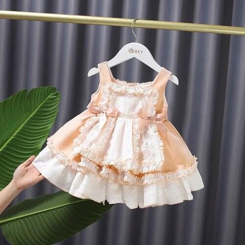 Autumn Girls Kids Lolita Princess Dress Straped Spaghetti Children Baby Infants Ruffle Bow Party Vintage Dresses Vestidos S12145