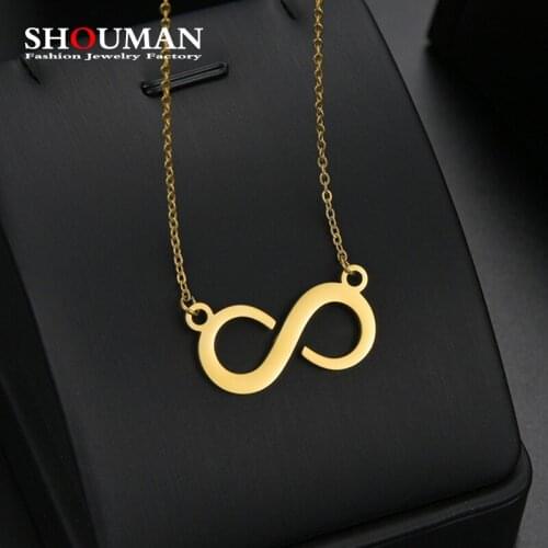 SHOUMAN Stainless Steel Infinity Love Pendant Necklace High Polished for Women Girls Fashion Jewelry Wedding Gift bijoux