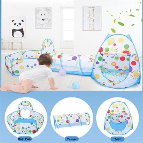 Kids Portable Foldable Dry pool Play Tent House Children Ocean Ball Pool Pit Toys Teepee with Basketball Hoop for Baby Activity