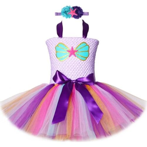 Girls Mermaid Tutu Dress Princess Girls Birthday Party Dress Tulle Kids Tutu Dresses For Girls Halloween Cosplay Mermaid Costume