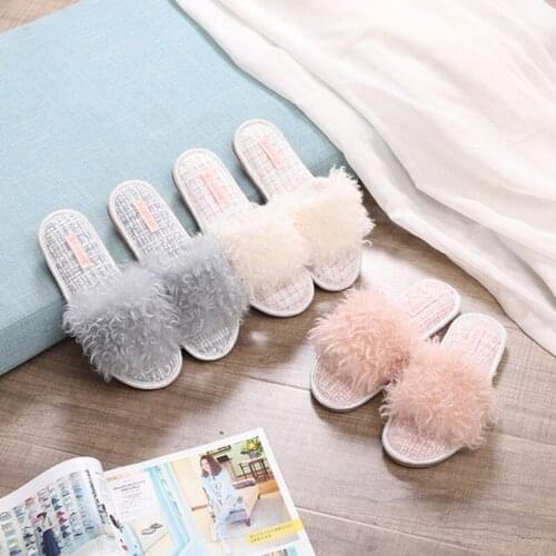 Plush Womens Cotton Slippers Home Indoor Non-Slip Slippers Comfortable Four Seasons Plush Slippers High-Quality Womens Shoes