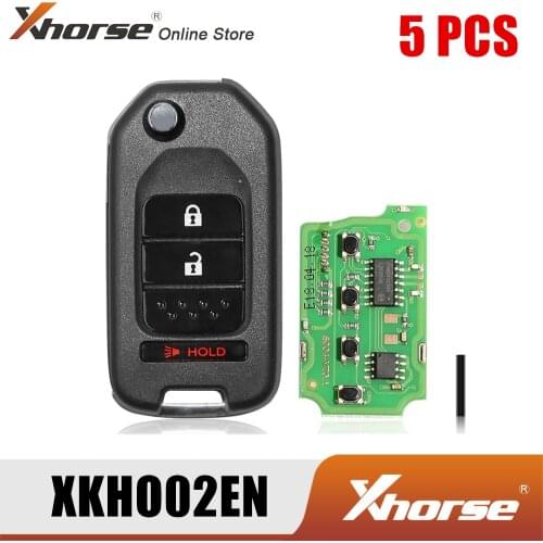 Xhorse XKHO02EN Wire Remote Key for Honda Flip 2+1 Buttons English Version 5pcs/Lot