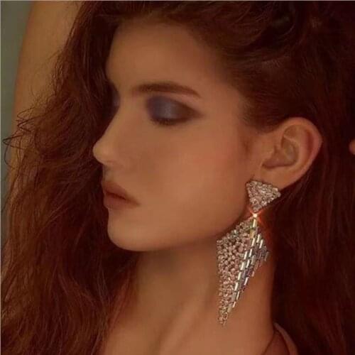 Luxury women Rhinestone Pendant Earrings glittering crystal zircon jewelry office career statement exquisite hot sale 2020