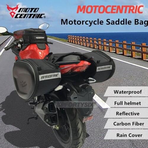 Carbon Fiber Motorcycle Saddle bag Waterproof Saddlebags Riding Luggage Suitcase Motorbike Rear Seat Bag with Rain Cover 18-29L