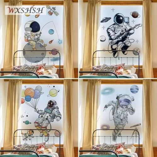 Static Cling Glass Sticker Customized Size Spaceman Pattern Kids' Room Decoration Private Frosted Tint-Film Raamfolia 40cmx100cm