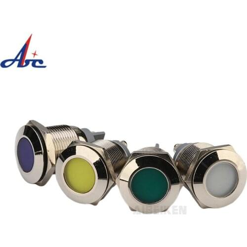 Waterproof IP65 22mm 12V DC LED Single Lamp White Red Blue Green Yellow Indicator Light With 2 Screw Terminals