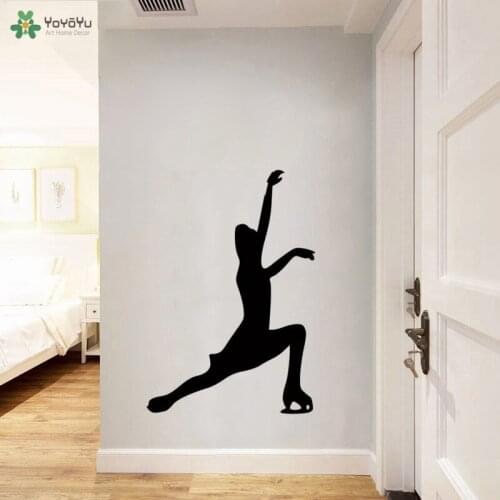 YOYOYU Wall Decal Figure Skater Pose Wall Sticker Vinyl Wall Mural For Girls Bedroom Ice Rink Poster Vinyl Art QQ252