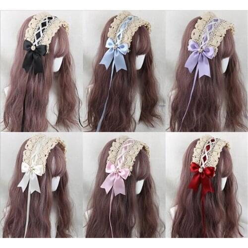 Vintage Lolita Girl Headband Lace Bowknot Headwear Cosplay Princess Hair band Hairpin Hair Accessories B1058