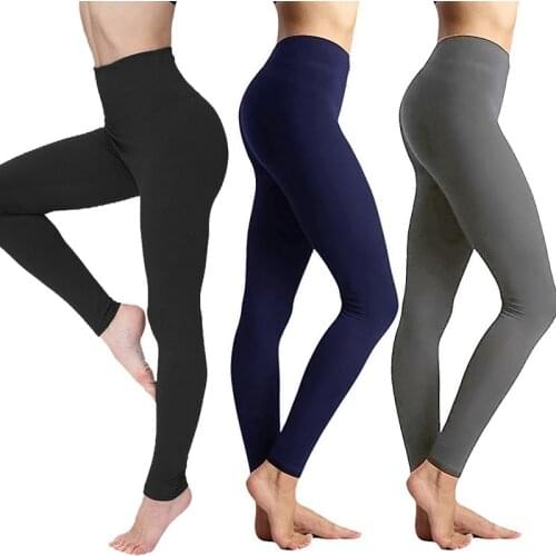 LOOZYKIT Womens Waist Tummy Control Leggings Compression High Waist Yoga Pants Workout Slimming Solid Leggings Plus Size