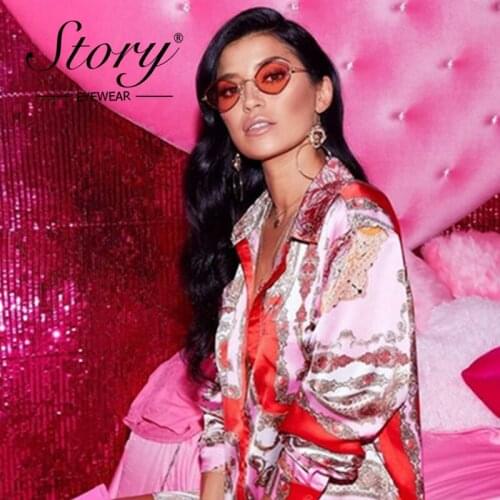 STORY Vintage 2018 Rhombus Suglasses Women Square Polygonal Small Frame Sun Glasses Transparent Red Yellow Lens Glass Eyewear