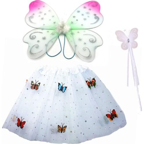 Girl Princess Animal Butterfly Fairy Costume Wing Skirt Magic Rods Wands for Kids Dress Up Birthday Party Halloween Cosplay